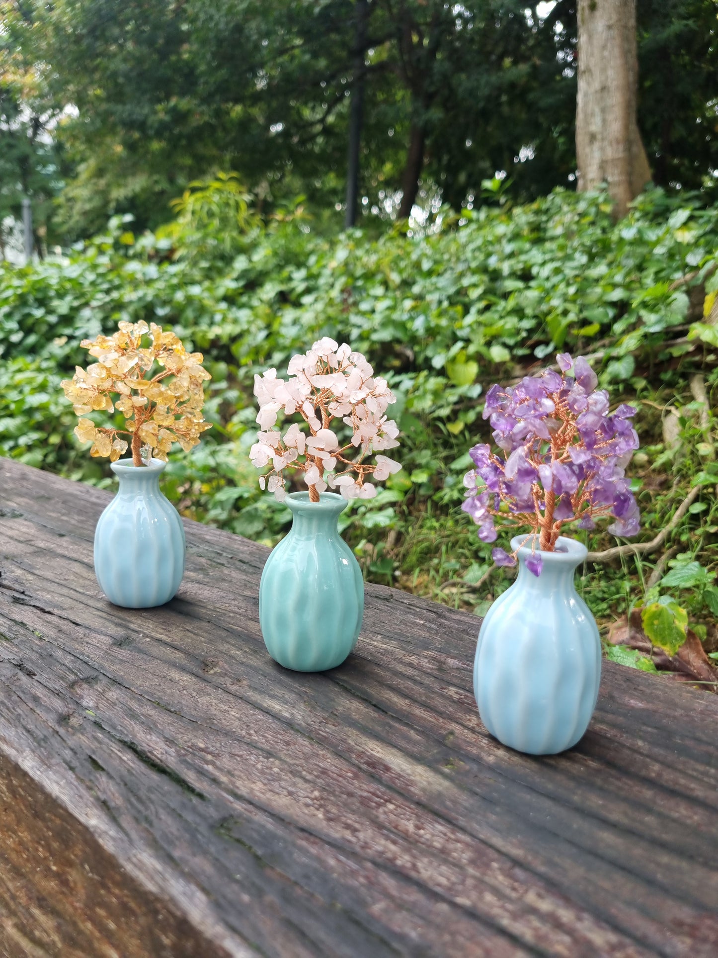 Crystal Tree in Melon Vase 15cm height