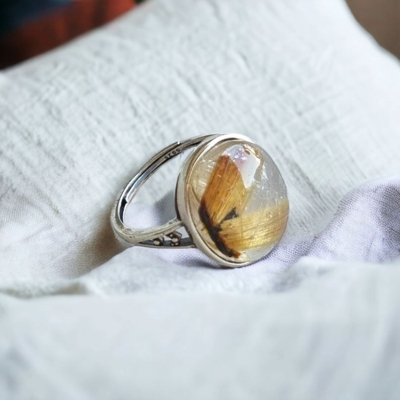 Golden Rutilated Quartz Ring