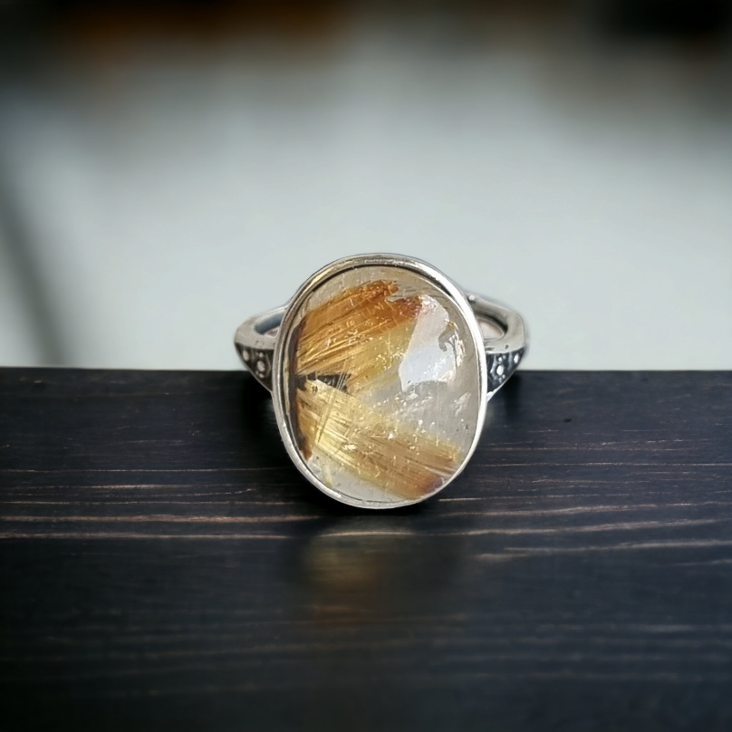 Golden Rutilated Quartz Ring