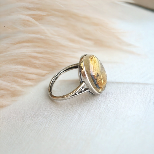 Golden Rutilated Quartz Ring