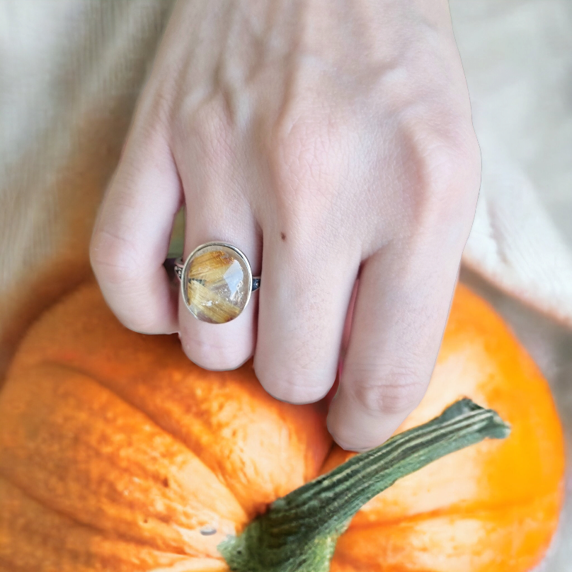 Golden Rutilated Quartz Ring