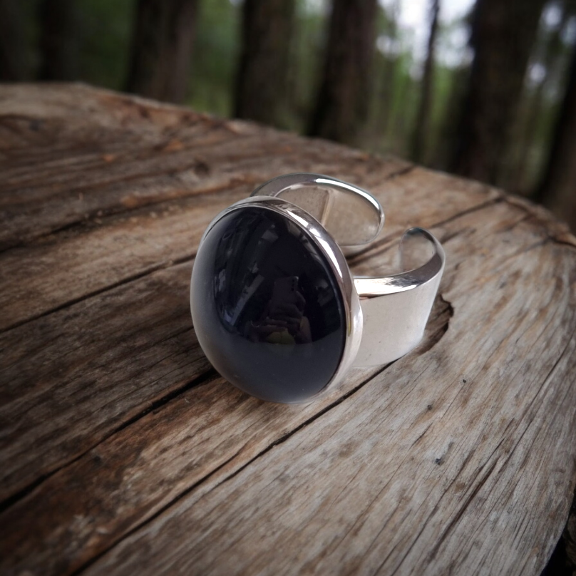 Rainbow Obsidian Silver Ring
