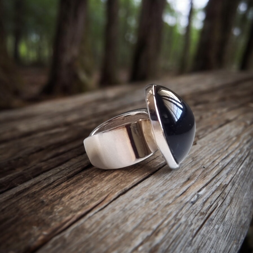 Rainbow Obsidian Silver Ring