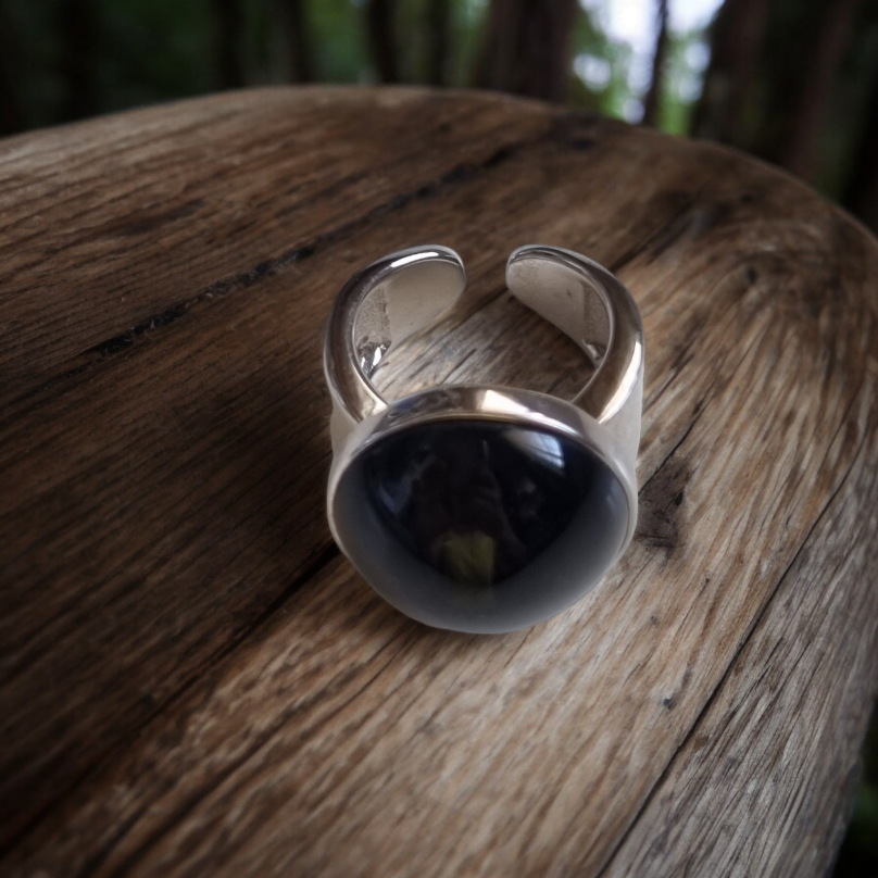 Rainbow Obsidian Silver Ring