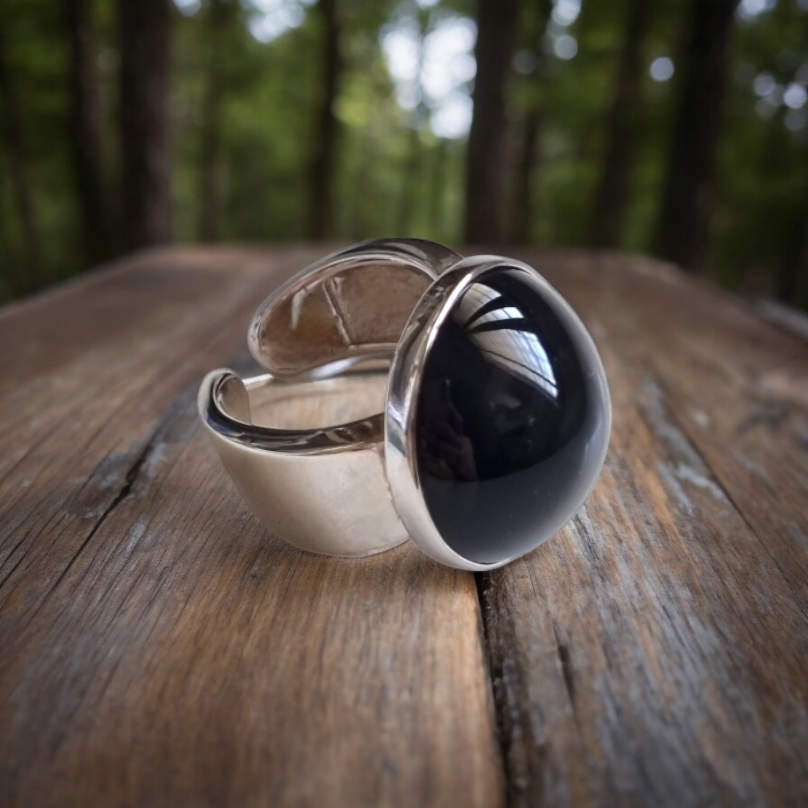 Rainbow Obsidian Silver Ring