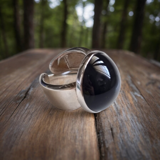Rainbow Obsidian Silver Ring