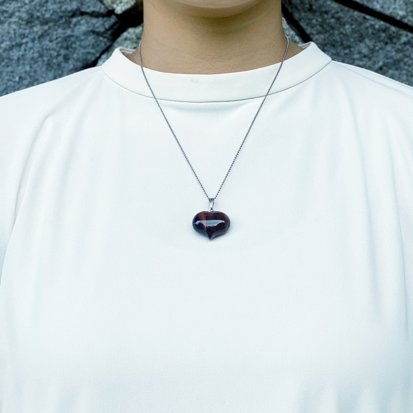 Bold Heart Shaped Red Tiger Eye Pendant