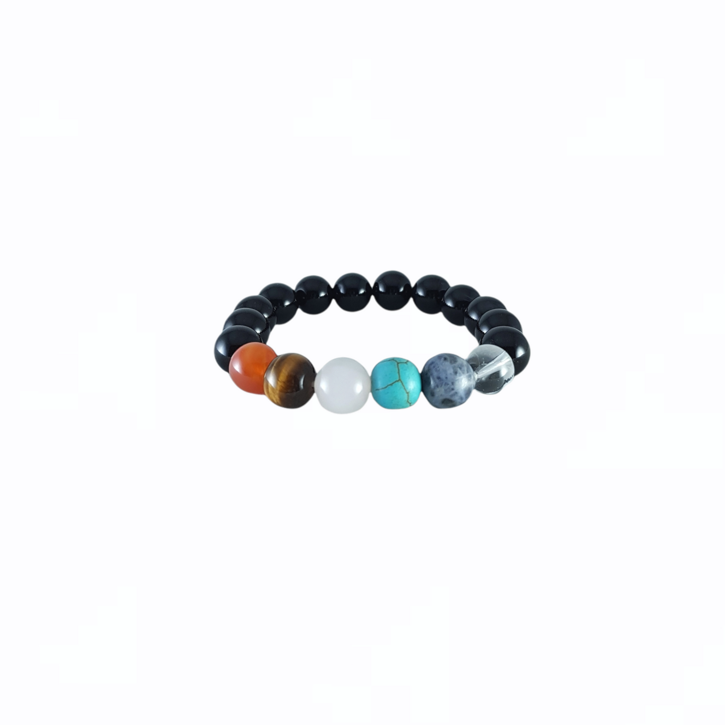 7 Chakra Mixed Crystal with Black Onyx Bracelet
