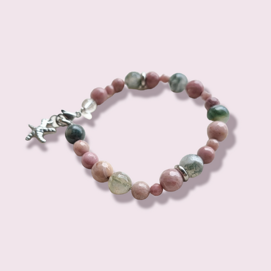 Rhodonite & Moss Agate Bracelet