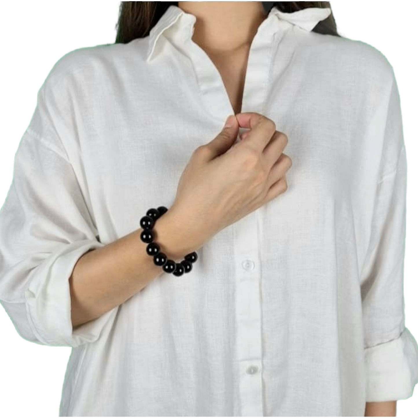 Black Onyx Bracelet Large Bead