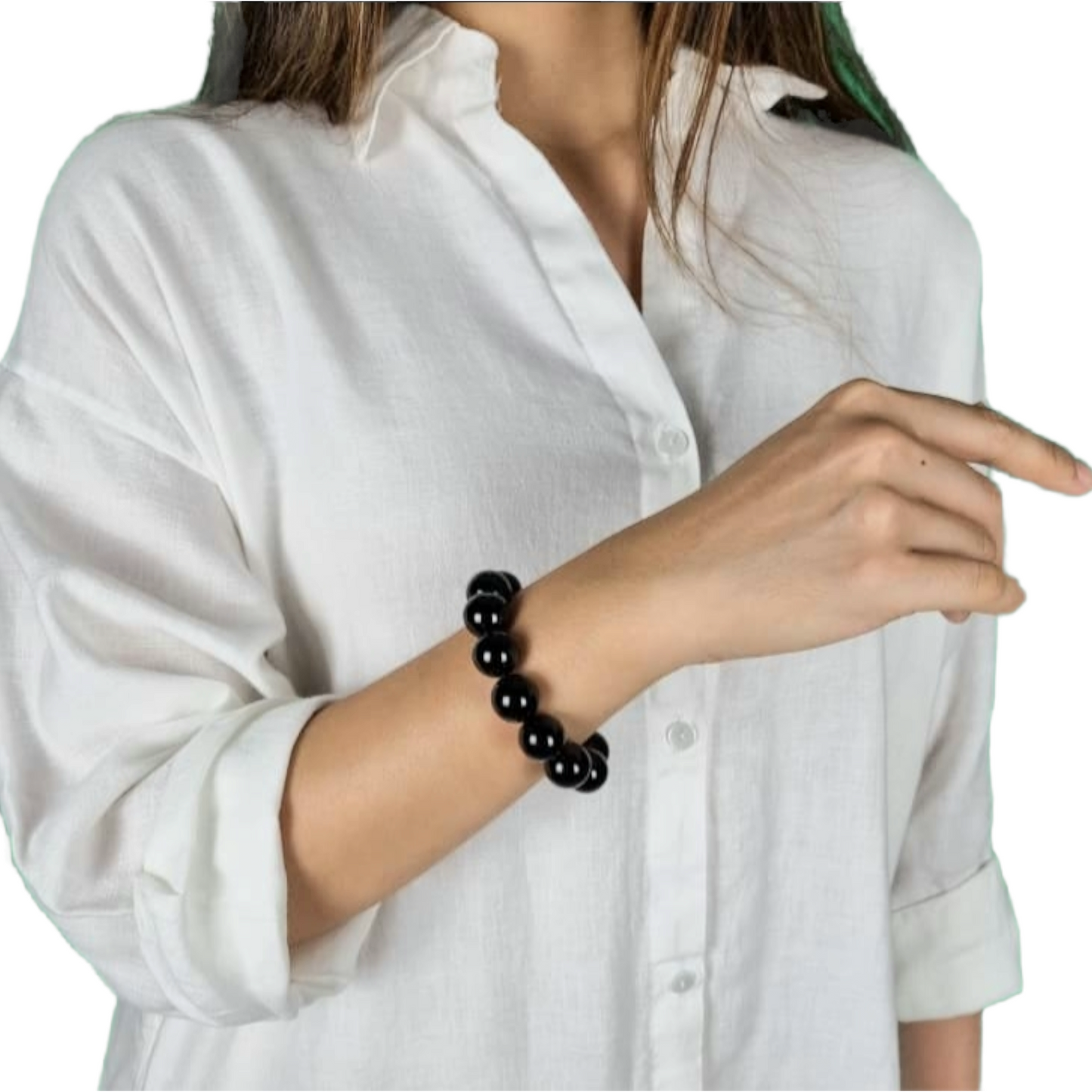 Black Onyx Bracelet Extra Large Bead