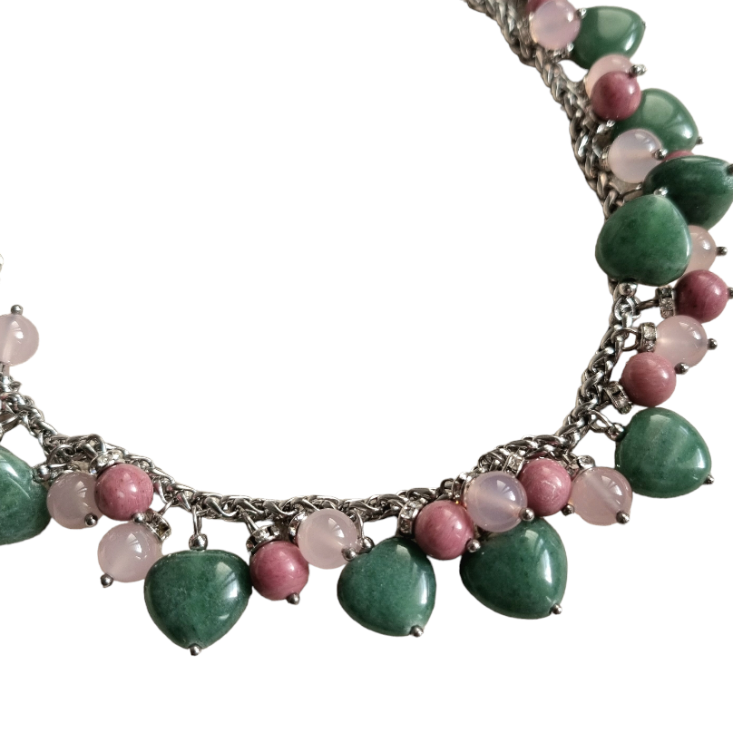 Rhodonite, Green Aventurine & Pink Aventurine Necklace