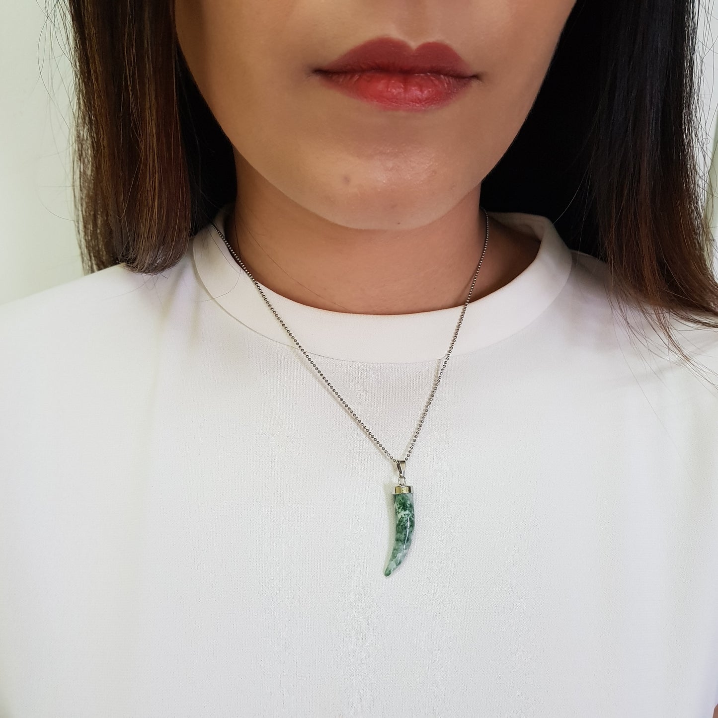 Horn Green Jasper Pendant