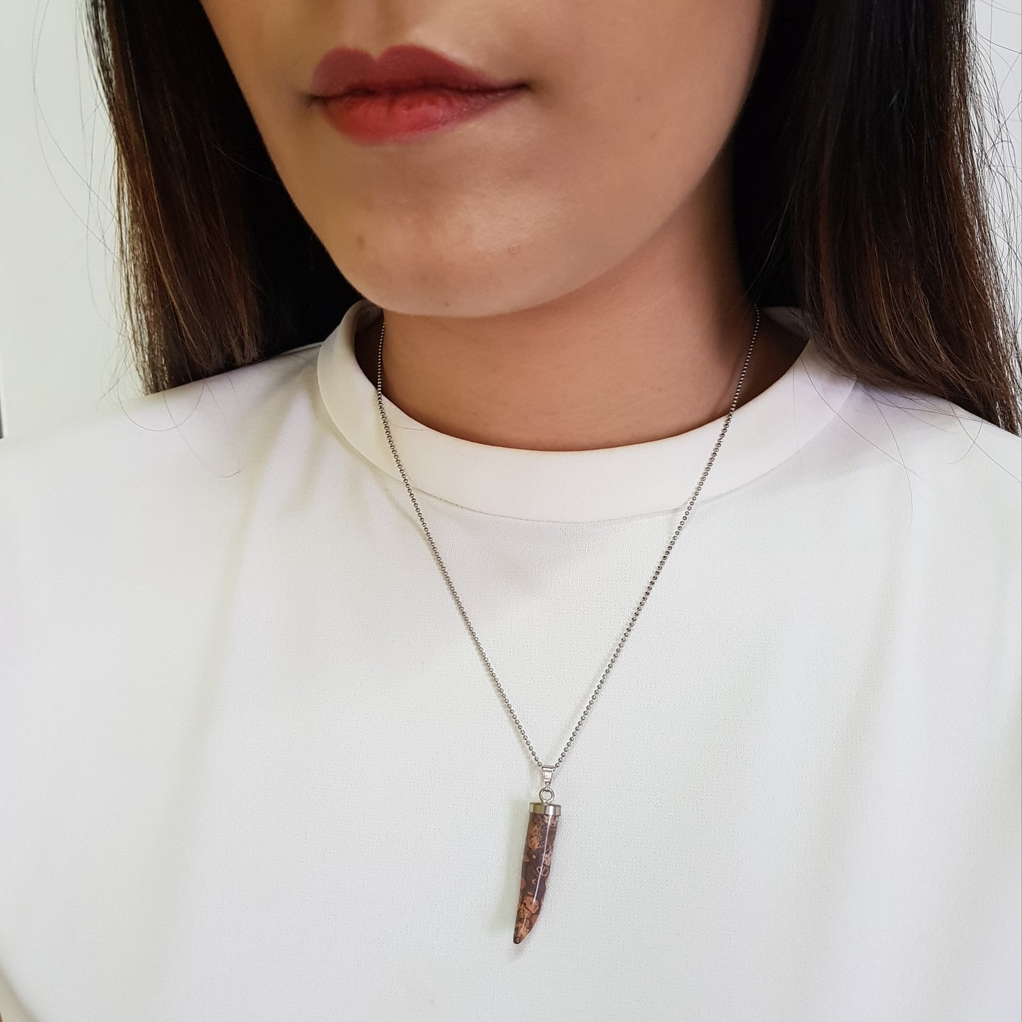 Horn Leopard Skin Jasper Pendant