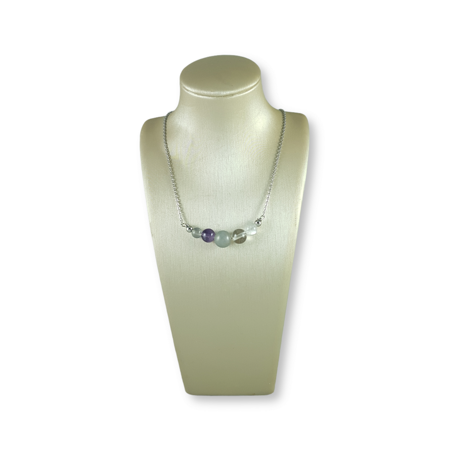 Crown Chakra Five Bead Stainless Steel Necklace