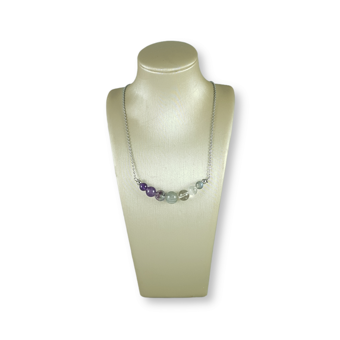 Crown Chakra Seven Bead Stainless Steel Necklace