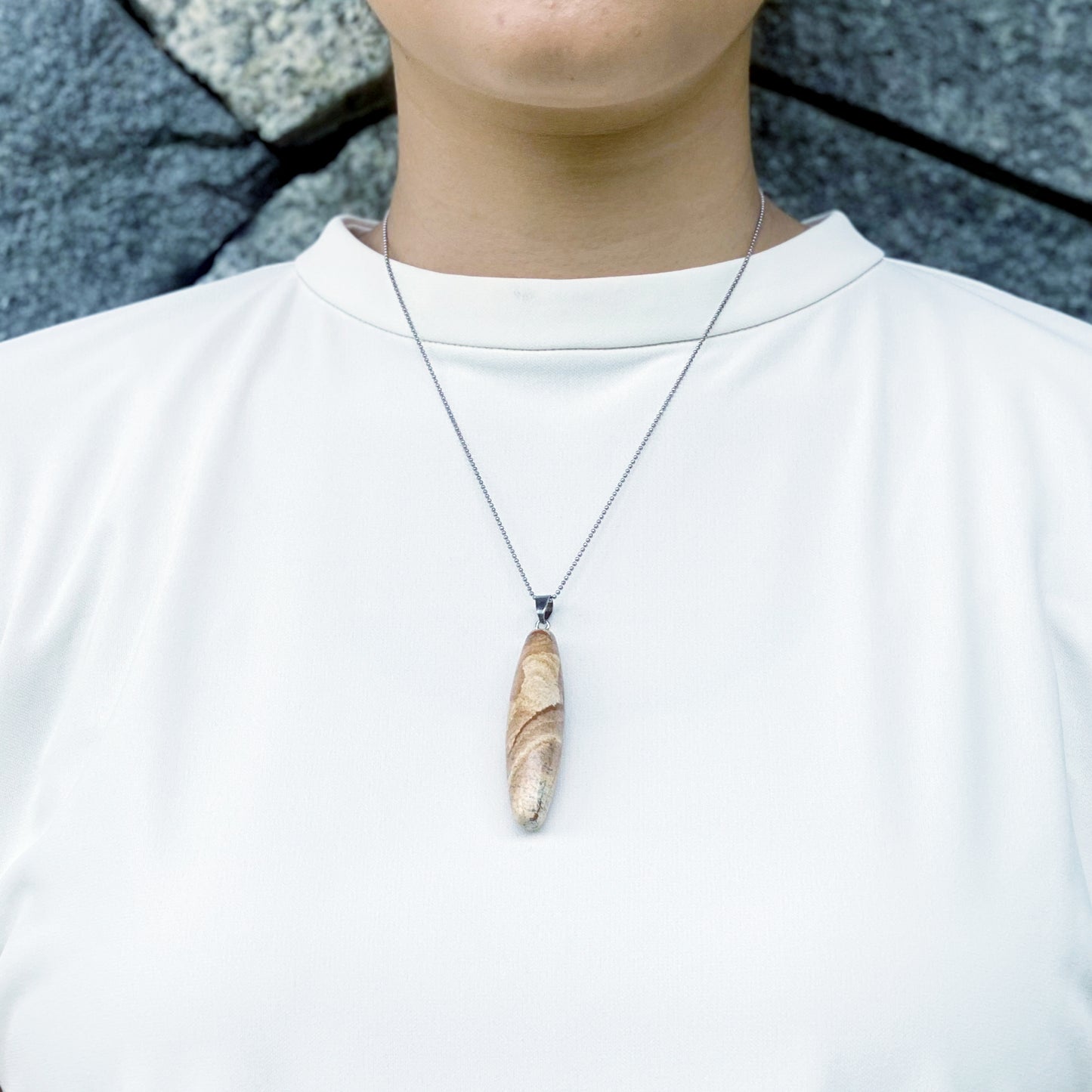 Picture Jasper Long Oval Pendant