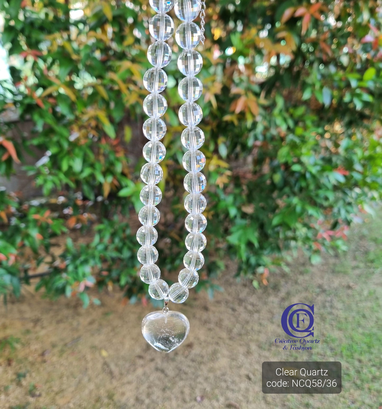 CLEAR QUARTZ NECKLACE WITH HEART SHAPE PENDANT (Pre-order required)