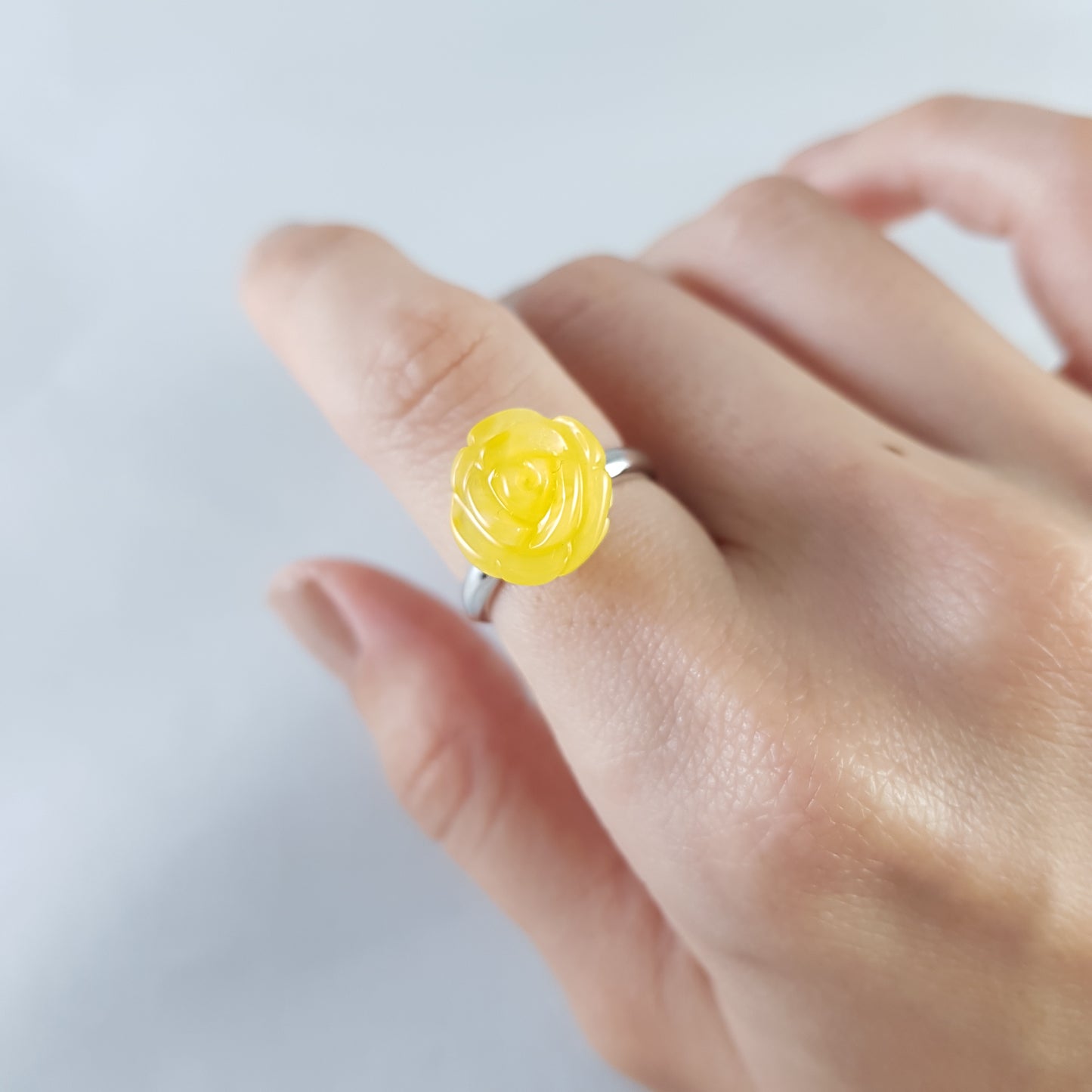 Rose Yellow Amber Ring