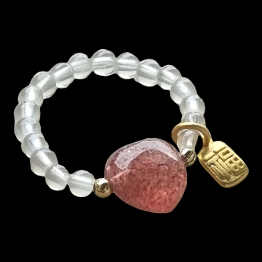 Strawberry Quartz & Moonstone Ring